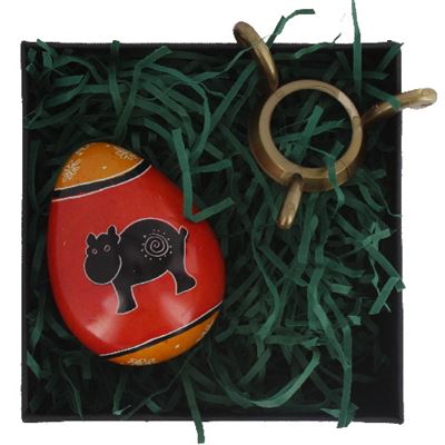 Hippo Egg in Gift Box with Stand Fair Trade